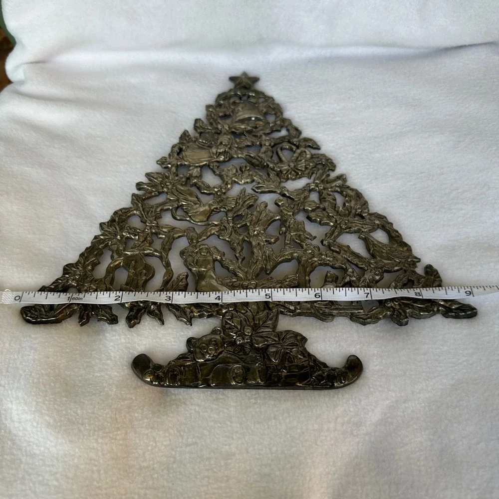 Vintage‎ Silver Metal Filigree Christmas Tree Wall Hanging Tabletop Decor Ornate